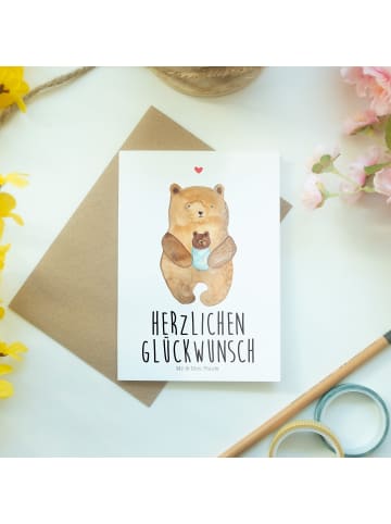 Mr. & Mrs. Panda Klappkarte Bär Baby mit Spruch in Weiß