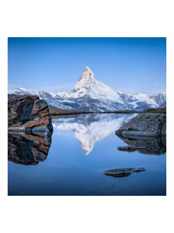 WALLART Leinwandbild - Stellisee vor dem Matterhorn in Blau