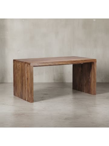 KADIMA DESIGN Schreibtisch TEKO: Massivholz Sheesham, Stauraum, stabil in Braun