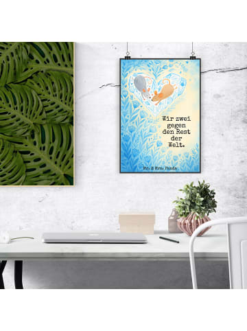 Mr. & Mrs. Panda Bild für Wand Mäuse Herz Design mit Spruch in Weiß