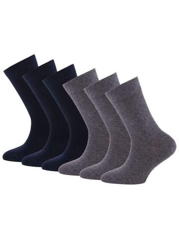 ewers 6er-Set Socken Uni in marine-grau