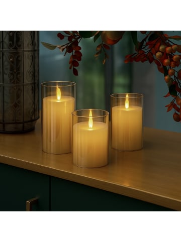 relaxdays 3 x LED Kerzen in Weiß