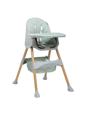 BeBelissimo 2 in 1, Kinderhochstuhl, Babystuhl, Kombihochstuhl -Woodie in Grün