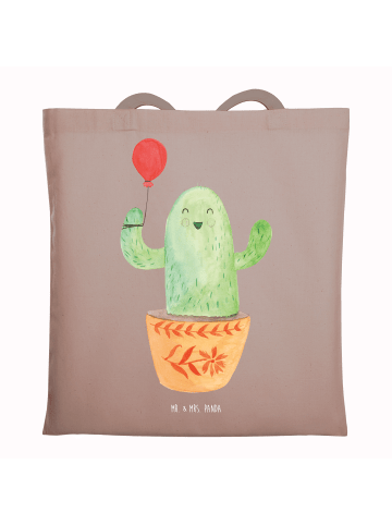 Mr. & Mrs. Panda Uni Tasche Kaktus Luftballon ohne Spruch in Braun Pastell
