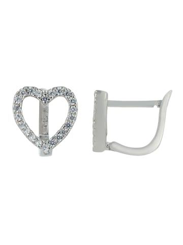 Adeliás Damen Ohrringe – Klappcreole Herz aus 925 Silber in silber