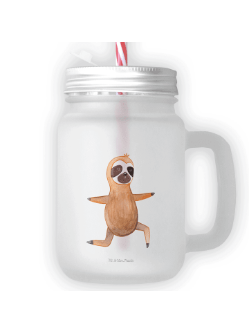 Mr. & Mrs. Panda Limonadenglas Faultier Yoga ohne Spruch in Transparent