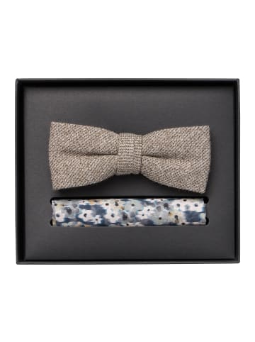 Venti Fliege und Einstecktuch in Champagner Beige