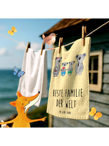 Mr. & Mrs. Panda Gästehandtuch Koala Familie zwei mit Spruch in Gelb Pastell