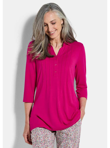 GOLDNER Tunikashirt Elegantes Blusenshirt mit Biesen in pink