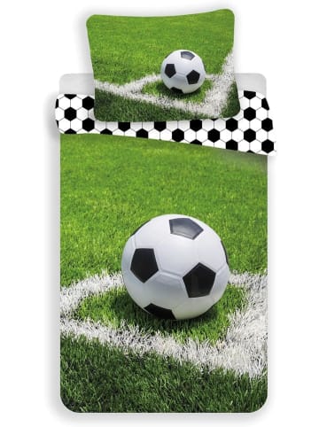 JERRY FABRICS Bettwäsche Fußball 140 x 200 + 70 x 90 cm 100% Baumwolle Unisex Sport