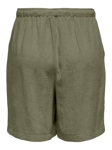 ONLY Shorts mit Bindeband in Leinenoptik in Grün