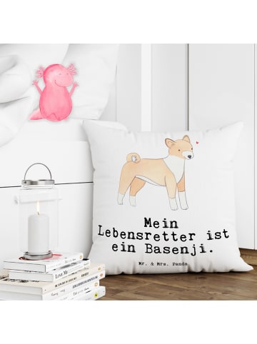 Mr. & Mrs. Panda Kissen 40x40 Basenji Lebensretter mit Spruch in Weiß
