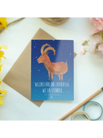 Mr. & Mrs. Panda Beileidskarte Sternzeichen Steinbock mit Spruch in Sternenhimmel Blau
