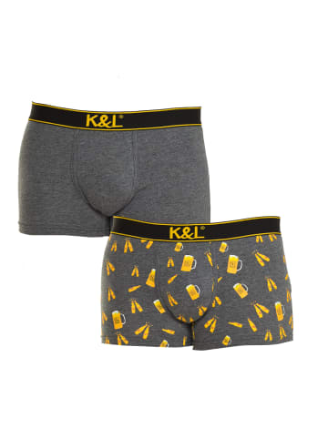 Kisses and Love 2er-Set: Boxershorts in Gray