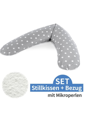 Theraline Stillkissen Das Komfort mit Mikroperlen-Füllung inkl. in grau,motiv