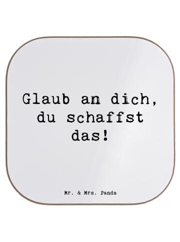 Mr. & Mrs. Panda Glas-Untersetzer Spruch Schulanfang Glaube mit ... in Weiß