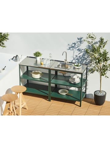 Beliani 2er-Set Gartenküche VILAMA in Grün/Silber