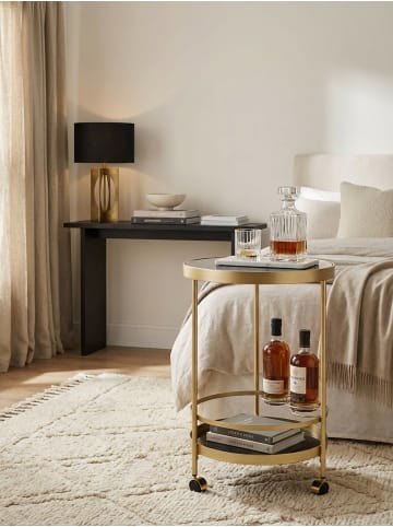 KADIMA DESIGN Goldener Servierwagen mit Retro-Charme und schwarzem Sicherheitsglas