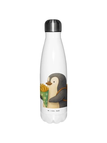 Mr. & Mrs. Panda Trinkflasche Pinguin Pommestüte ohne Spruch in Weiß