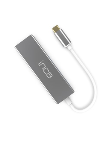 Inca INCA USB-C HUB Type-C-Hub X4: USB 3.0, Ethernet RJ45 Multiplexer in Silber