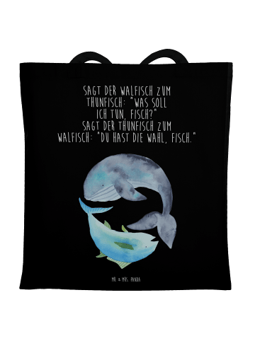 Mr. & Mrs. Panda Schultasche Walfisch Thunfisch mit Spruch in Schwarz