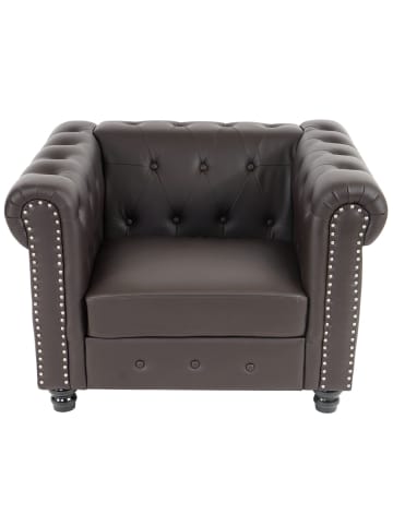 MCW Luxus Sessel Chesterfield, Runde Füße, braun