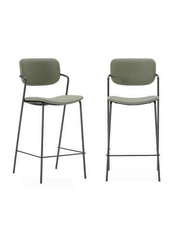 CALICOSY 2er-Set Barhocker MAIKA in Grün - (W) 44 x (H) 66 x (L) 51 cm