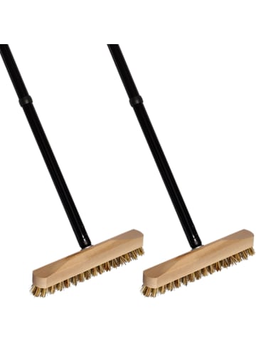 Novaliv Novaliv 2X Wischer aus stabilem Holz mit Kunststoff Borsten mit Gewind in Braun