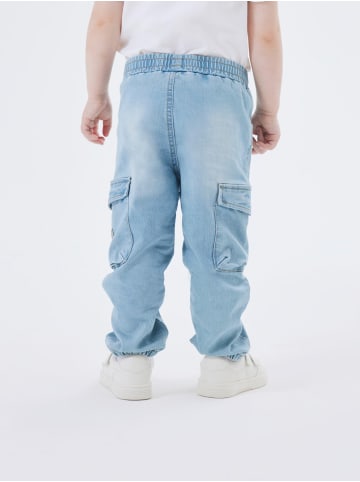 name it Baggy Cargo Jeans Hose Stretch Denim Jogger Pants NMMBEN in Blau