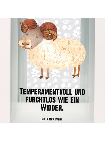 Mr. & Mrs. Panda Windlicht Sternzeichen Widder mit Spruch in Transparent