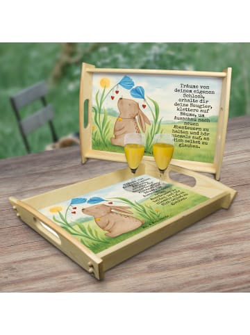 Mr. & Mrs. Panda Servierplatte Hase Blume Design mit Spruch in Weiß