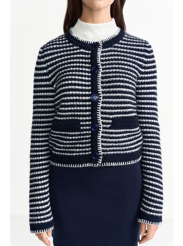 Rich & Royal Strickjacke in marine weiß - 0001