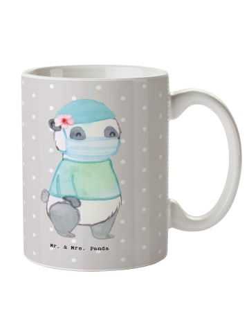 Mr. & Mrs. Panda Kaffeetasse Operationsassistentin Herz ohne Spruch in Grau Pastell