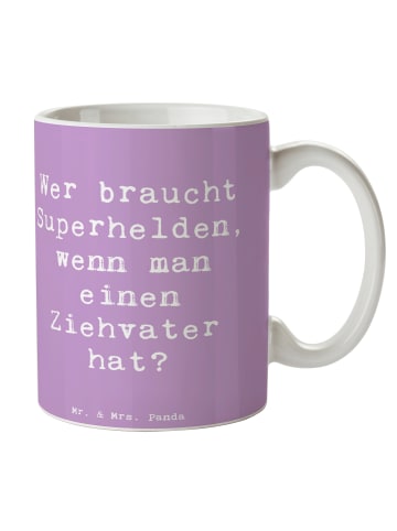 Mr. & Mrs. Panda Geschenktasse Spruch Ziehvater Held mit Spruch in Lavendeltraum