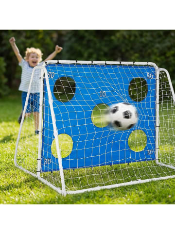 relaxdays Fußballtor in Weiß/ Blau - (B)235 x (H)170 x (T)85 cm