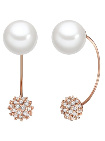 Lulu & Jane Perlen-Ohrstecker Messing Crystal Muschelkernperle in roségold