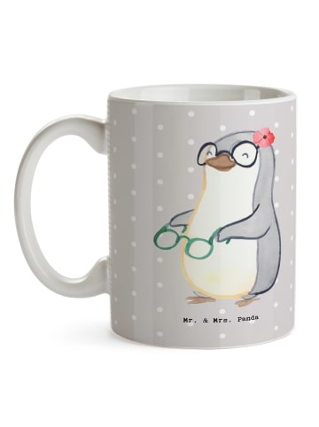 Mr. & Mrs. Panda Teetasse Augenoptikerin Herz ohne Spruch in Grau Pastell