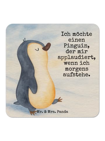 Mr. & Mrs. Panda Bierdeckel Pinguin mHerzieren Design mit Spruch in Weiß