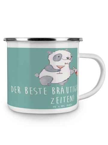 Mr. & Mrs. Panda Trinkbecher Bester Bräutigam mit Spruch in Meeresbrise