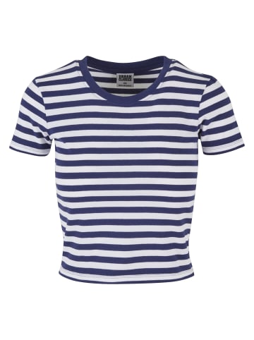 Urban Classics Urban Classics Damen Ladies Short Striped Tee in white/darkblue