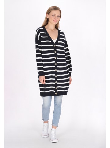 DreiMaster Women Cardigan in navy offwhite stripe