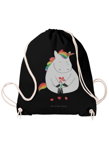 Mr. & Mrs. Panda Sportbeutel Einhorn Traurig ohne Spruch in Schwarz