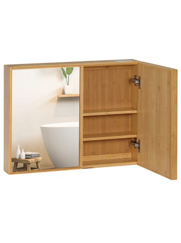 Kleankin Spiegelschrank-65,2L x 14B x 50H cm-Naturholz