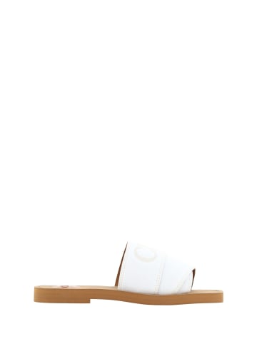 Chloé Weiß Baumwolle Pantoletten Woody Sandalen