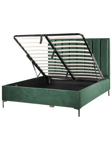Beliani 2-tlg Doppelbett SEZANNE in Grün/Schwarz