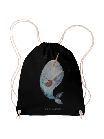 Mr. & Mrs. Panda Turnbeutel Narwal Gitarre ohne Spruch in Schwarz