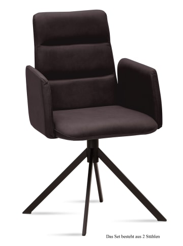 58 aufm Kessel ARMLEHNSTUHL (2er-Set) Duana 52x92x60 Schwarz/Espresso