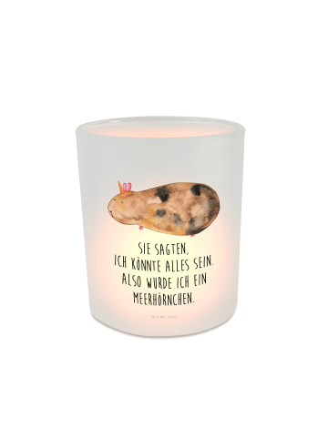 Mr. & Mrs. Panda Deko Windlicht Einhorn Meerschweinchen mit Spruch in Transparent