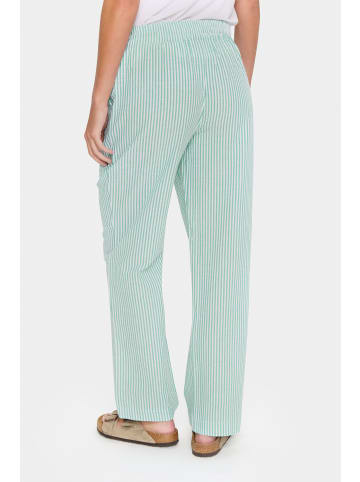 SAINT TROPEZ Casual Hose ElmikoSZ Gerade Passform in Pistachio Green White Stripe