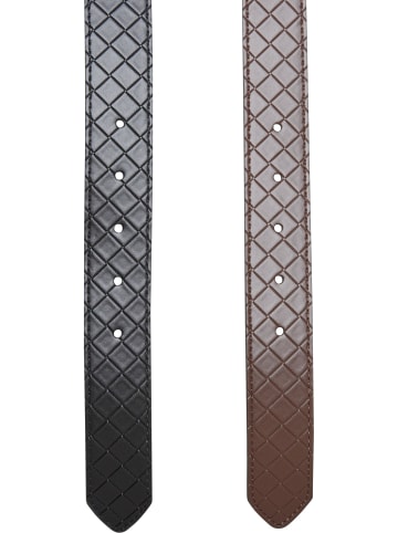 Urban Classics Urban Classics Woven Embossed Synthetic Leather Belt 2-Pack in black/silver+brown/silver